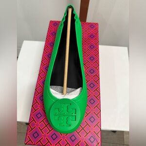 Tory Burch neon green ballet flats